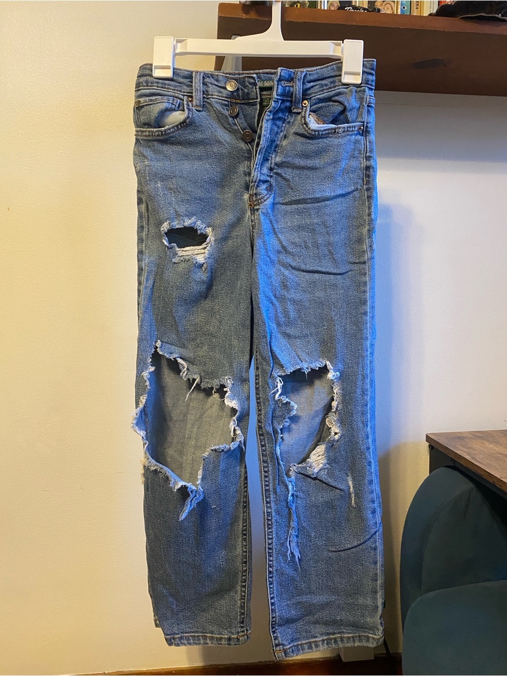 Distressed Blue Denim Jeans